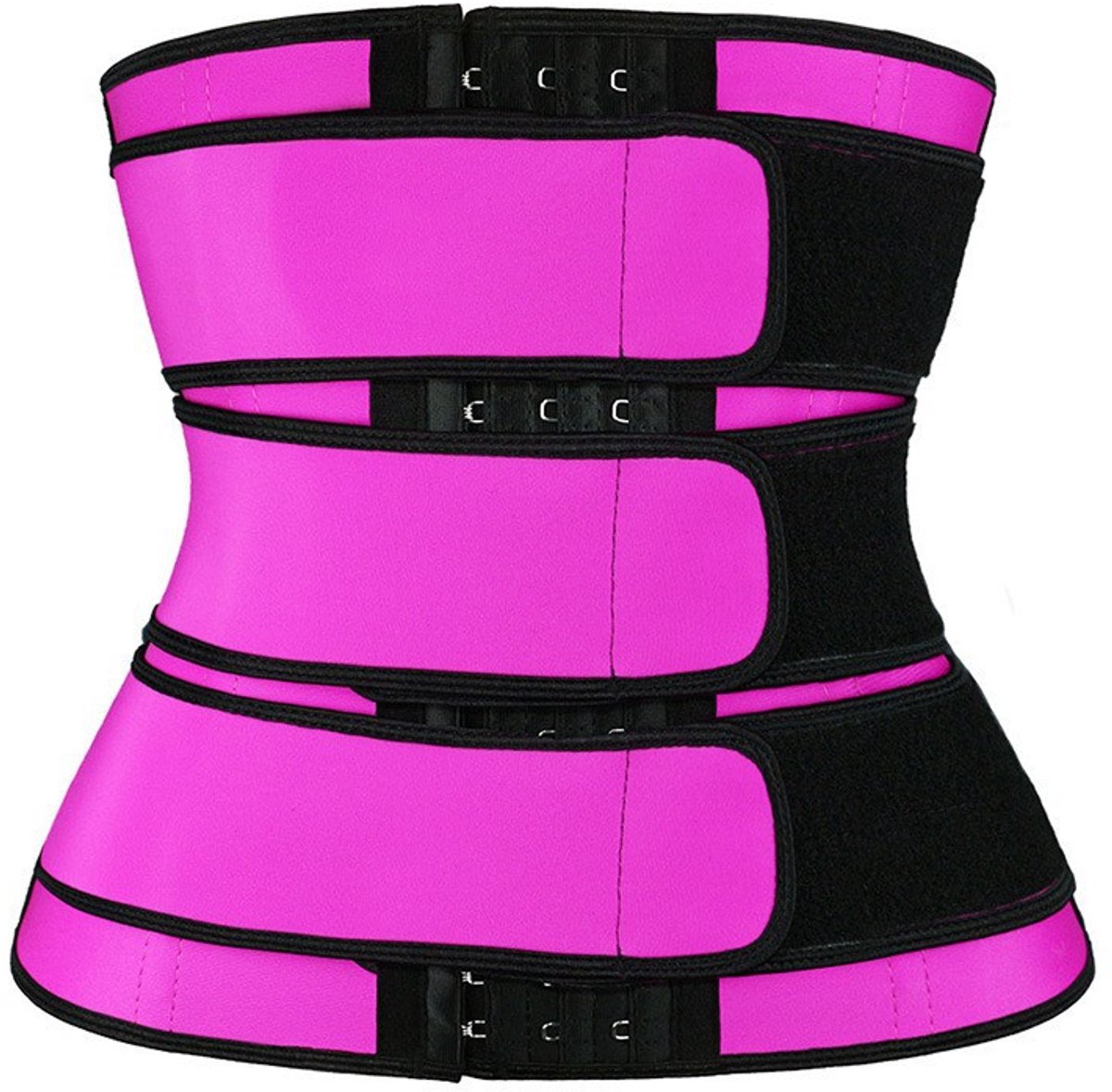 Women Sweat Reducer Training Belt - Sweatband - Waist Trainer - Slimming Belly Band - 3-Row Closure & Breathable Material - Extended Sizes (S to 6XL) - Red, XXXL