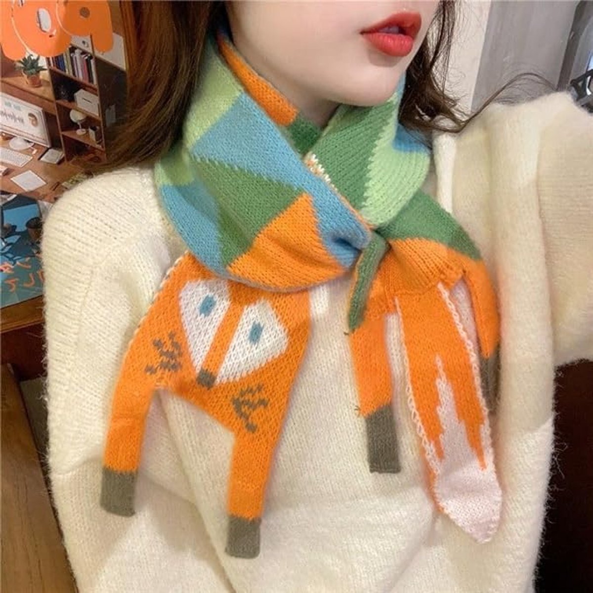 Scarves - Women's Winter Scarves - Warm Scarves - Cute Fox Scarves - 140cm - Stylish Gift - A Gift for Her (B)