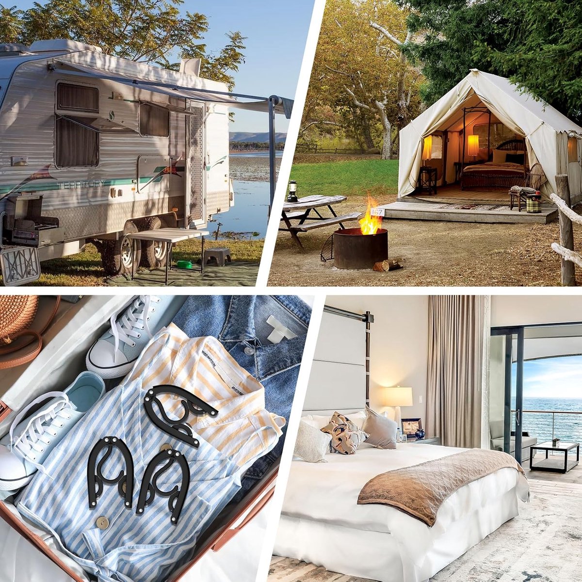 12-pack - Travel Hangers - Portable - Foldable Hangers - Travel Accessories (Black)