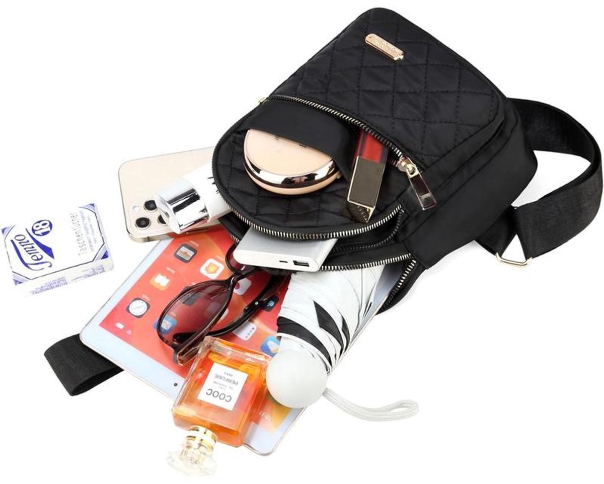 Unisex Shoulder Bag - 5 Storage Pockets & Cable Grommet - Women's Crossbody Bag - Men's Crossbody Bag - Crossbody Bags - Sling Bag - Adjustable Carrying Style (Cross/Shoulder/Chest) - White