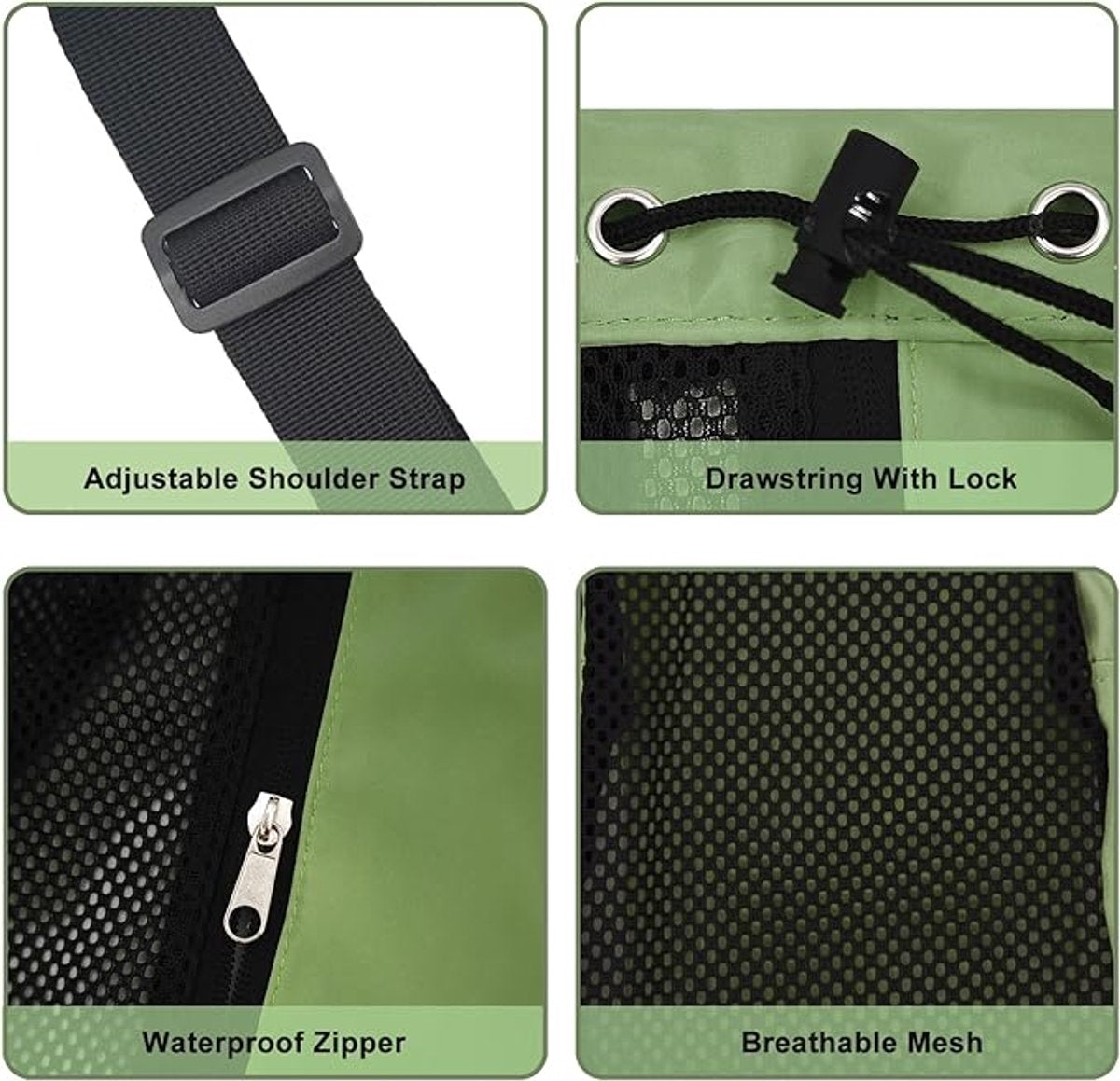 Backpack - Sports Bag - Travel Bag - Training Bag - Swimming Bag - 30*15*45cm - Mesh Material - Drawstring Design - Side Storage Space - Unisex - Suitable for fitness, swimming, traveling, dancing, camping（Vegetable）