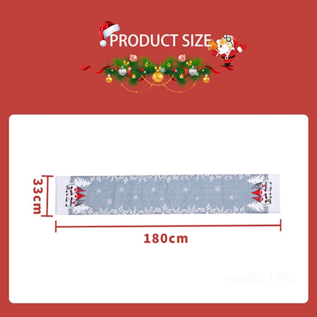 Tablecloth - Two-pack - Christmas tablecloth - Snowflake table runner - textile table runners (Gray + Red)