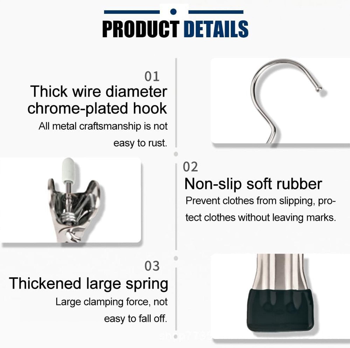 Clothes Pegs - Hangers with Clips - Stainless Steel Trouser Clips with Anti-Slip - Clothes Hooks - Hat Clips - Sock Clips - For Skirts, Trousers & Scarves (Pink, Pack of 10)