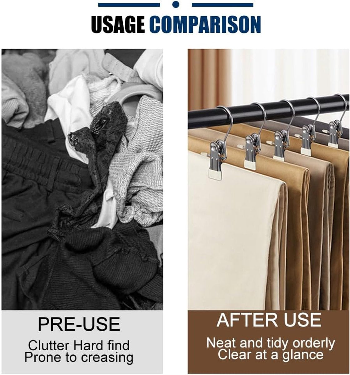 Clothes Pegs - Hangers with Clips - Stainless Steel Trouser Clips with Anti-Slip - Clothes Hooks - Hat Clips - Sock Clips - For Skirts, Trousers & Scarves (Pink, Pack of 10)