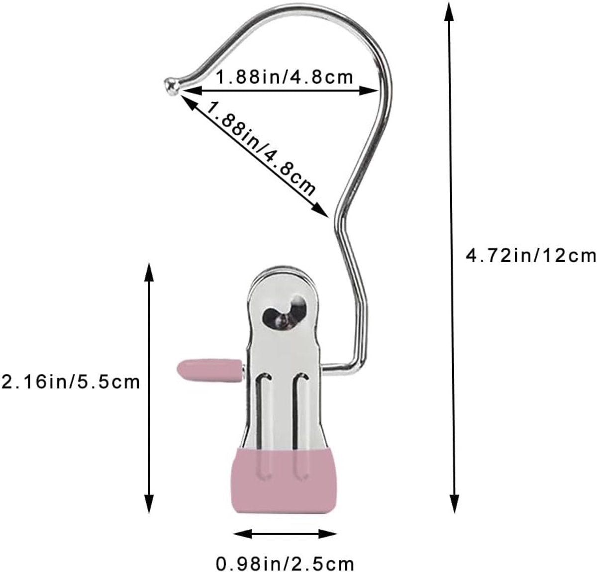 Clothes Pegs - Hangers with Clips - Stainless Steel Trouser Clips with Anti-Slip - Clothes Hooks - Hat Clips - Sock Clips - For Skirts, Trousers & Scarves (Pink, Pack of 10)