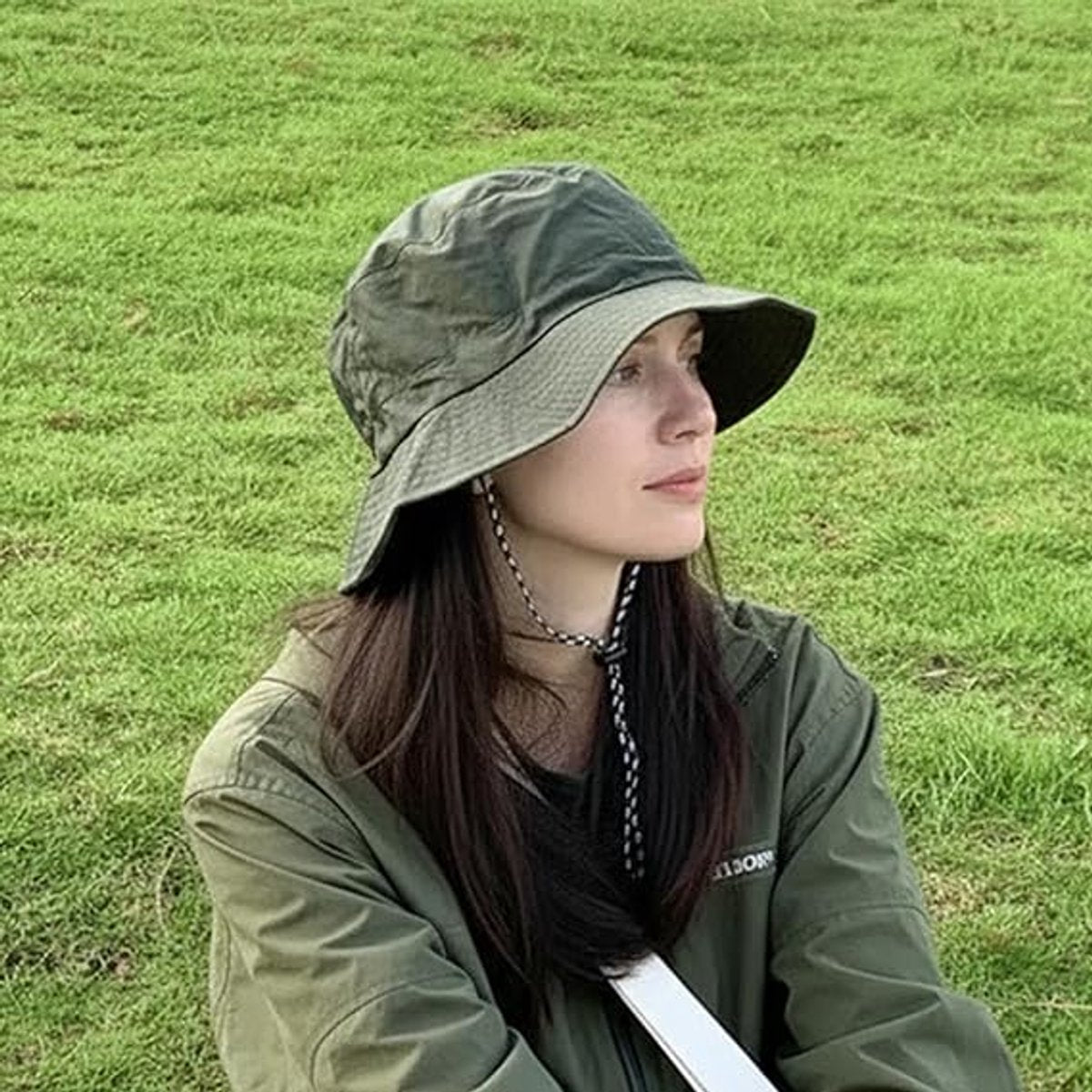 Hat - Sun Hat - Outdoor Jungle Hat - Foldable Bucket Hat - Rain Hat - Unisex - With Removable Chin Strap - 2-Piece (Black + Khaki)