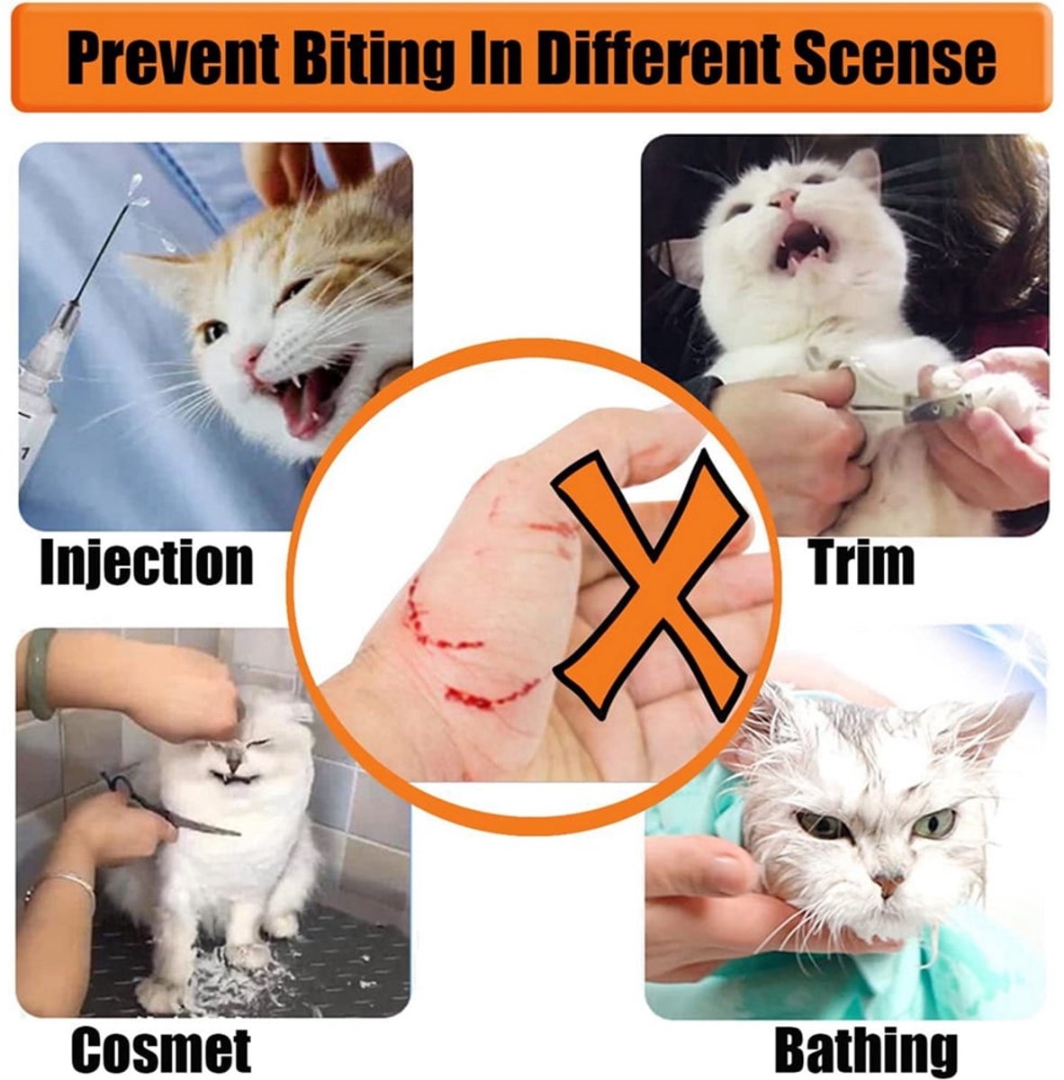 1 Piece - Adjustable Visor - Muzzle with Wide Field of View - Breathable and Bite-Resistant Muzzle - Muzzle for Cat Grooming（S：Suitable for cats with a head circumference of 17-21 cm）