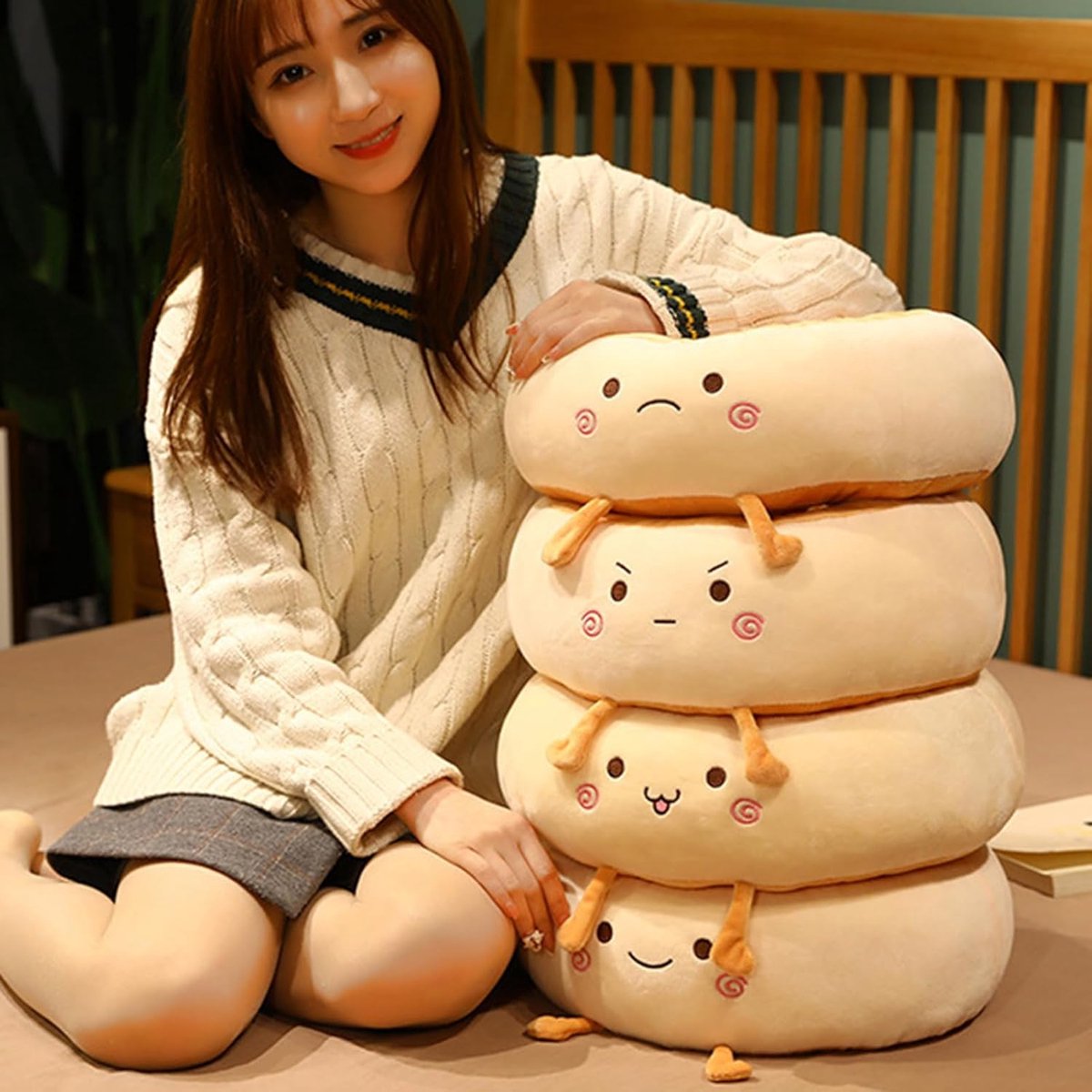 Round Seat Cushion - Round Chair Cushion - Donut Seat Cushion - Cute and Soft Decorative Cushion - Cartoon Design - Suitable Chairs for Bedrooms, Schools and Offices - 38*38*14cm (Stick Out Tongue Style)