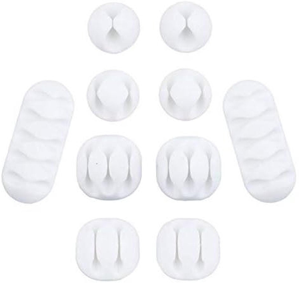 10-Piece Desk Cable Management Set - Multifunctional Cable Clamps - Desk Cable Organizer for TV, PC, Laptop, Home Office - (White)