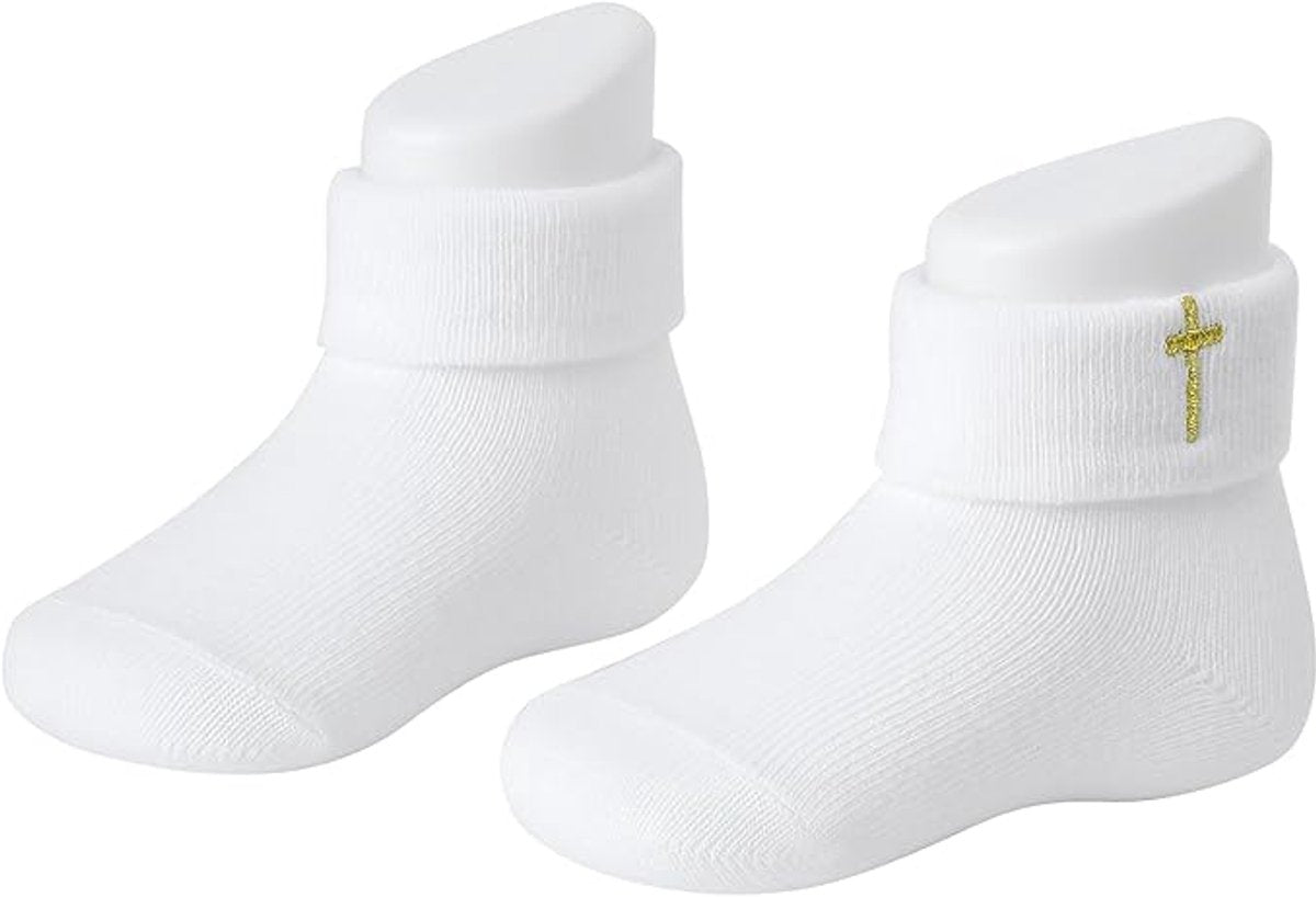 1 pair of baby socks - white cotton socks, suitable for both boys and girls - white - suitable for babies from 0-12 months