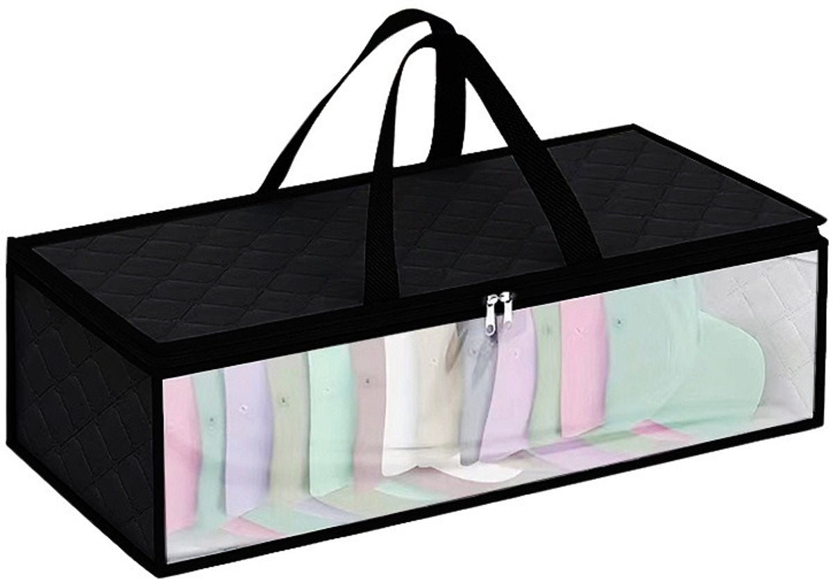 Cap Storage Bag | Set of 2 Storage Bag / Storage Sleeve - for baseball caps and other caps | Cap Organizer with 2 Handles for Closet | Moisture Protection - Black