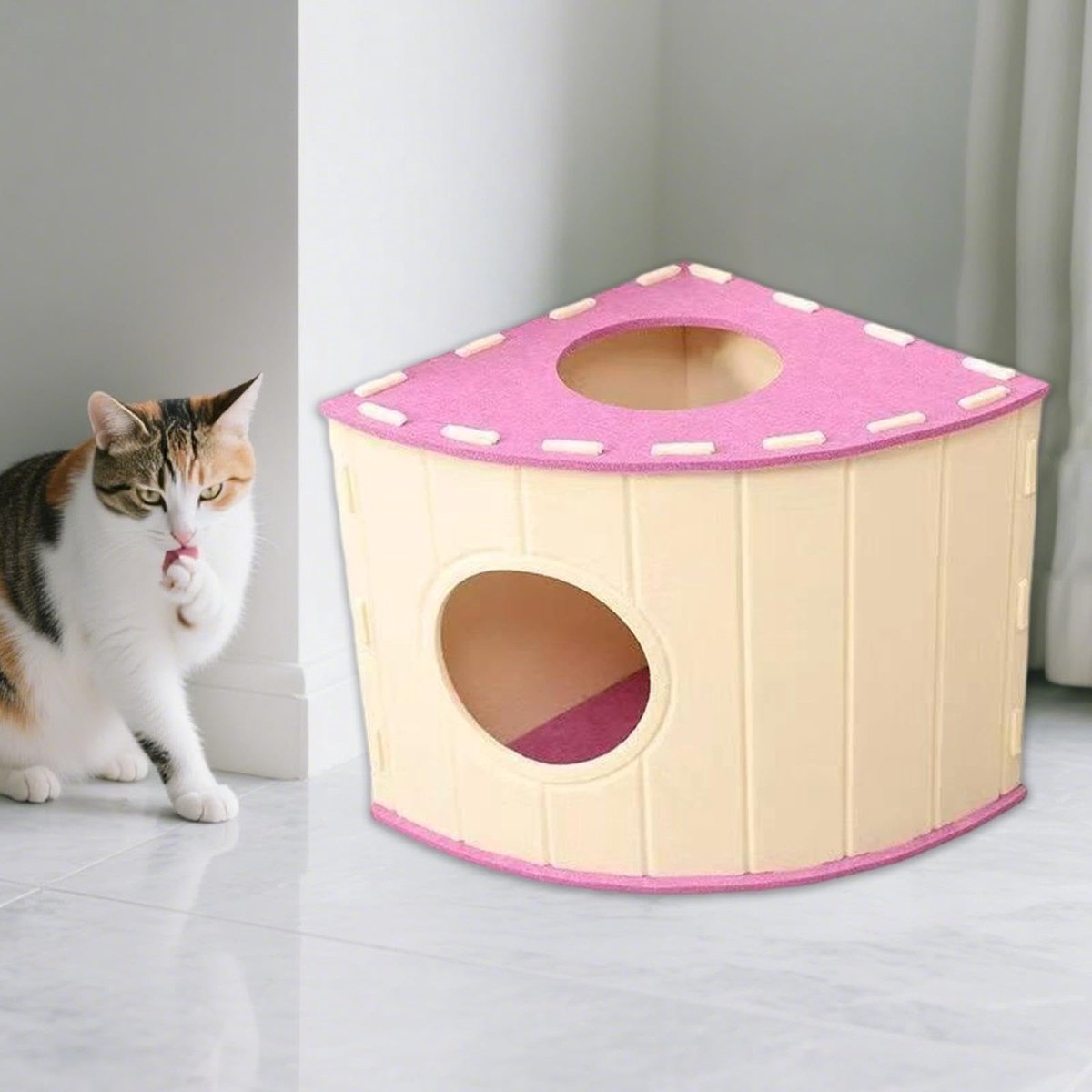 Cat House - Cat Basket - Cat Den - Felt-Shaped Cat Bed - Suitable for All Seasons - Warm | Scratch-Resistant - Pet Bed | Deep Sleeping Bed - Pink