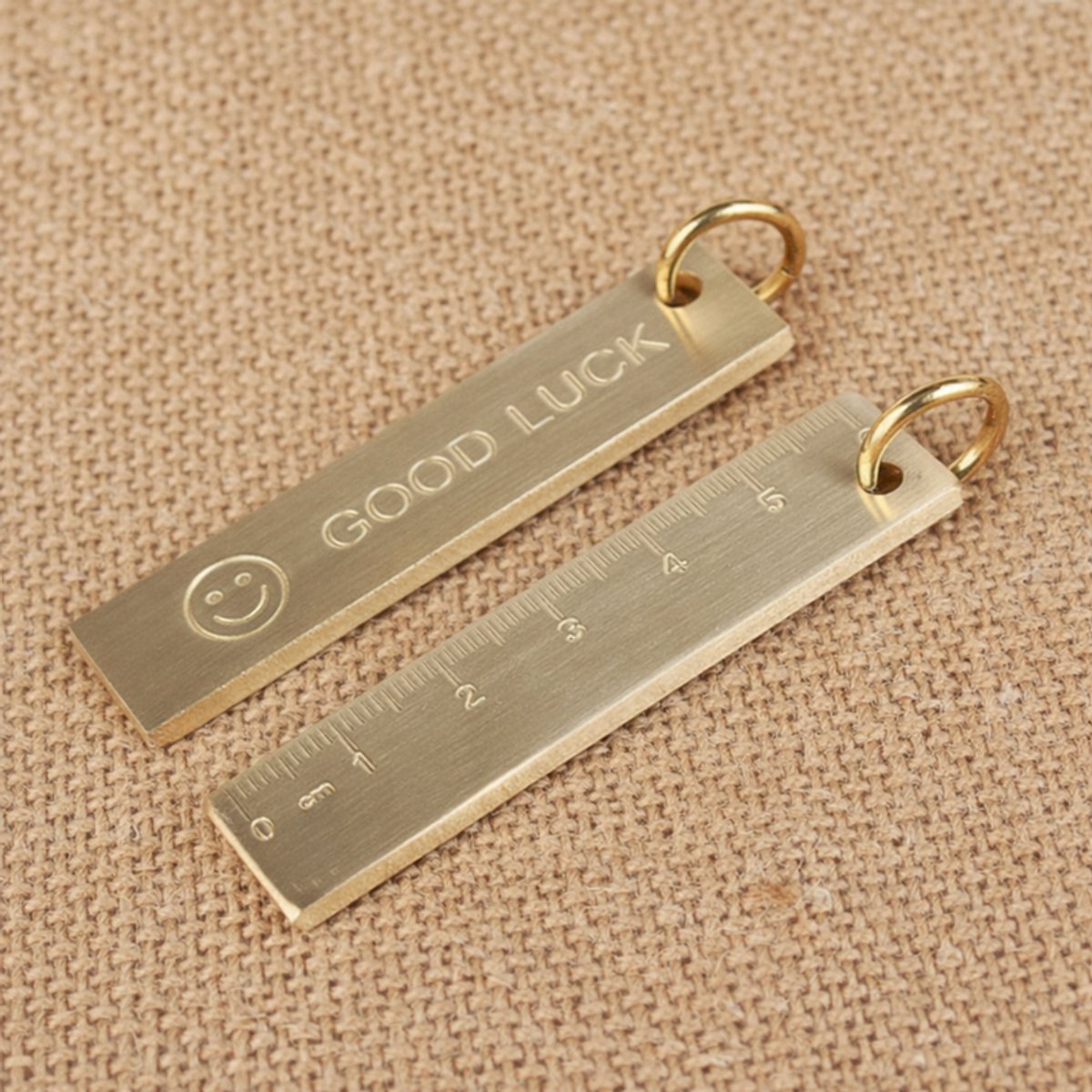 Keychain - Set of 4 - Small metal ruler - Brass gold ruler 6 cm - Decorative key ring - Keychain with bookmark - Accessories