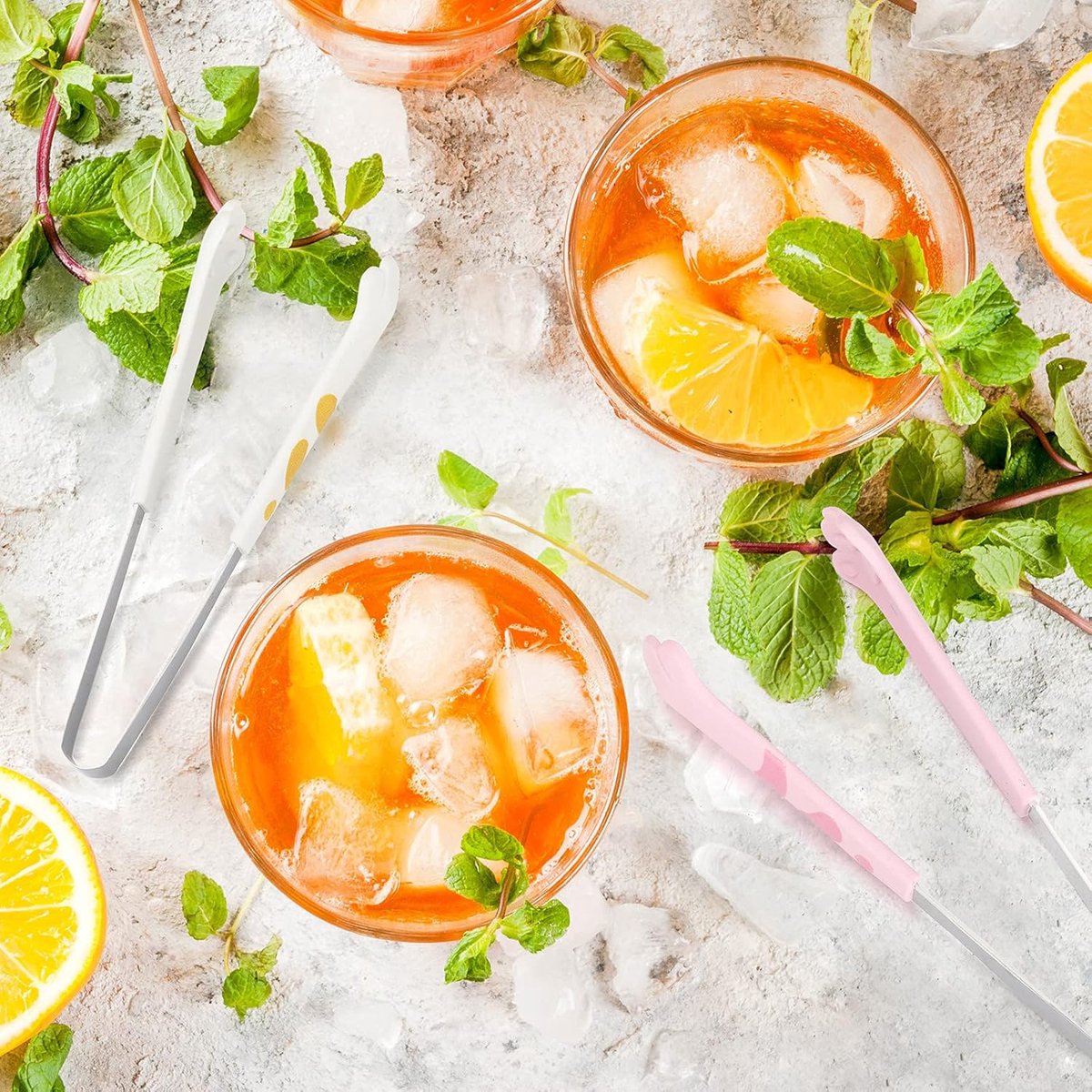 Stainless Steel Kitchen Tongs - Cute Kitchen Tongs for Food - Cute Kitchen Accessories - For Toasting Toast, Bagels, Grilling, etc. - Available in 3 Sizes (Yellow, Pink, White)