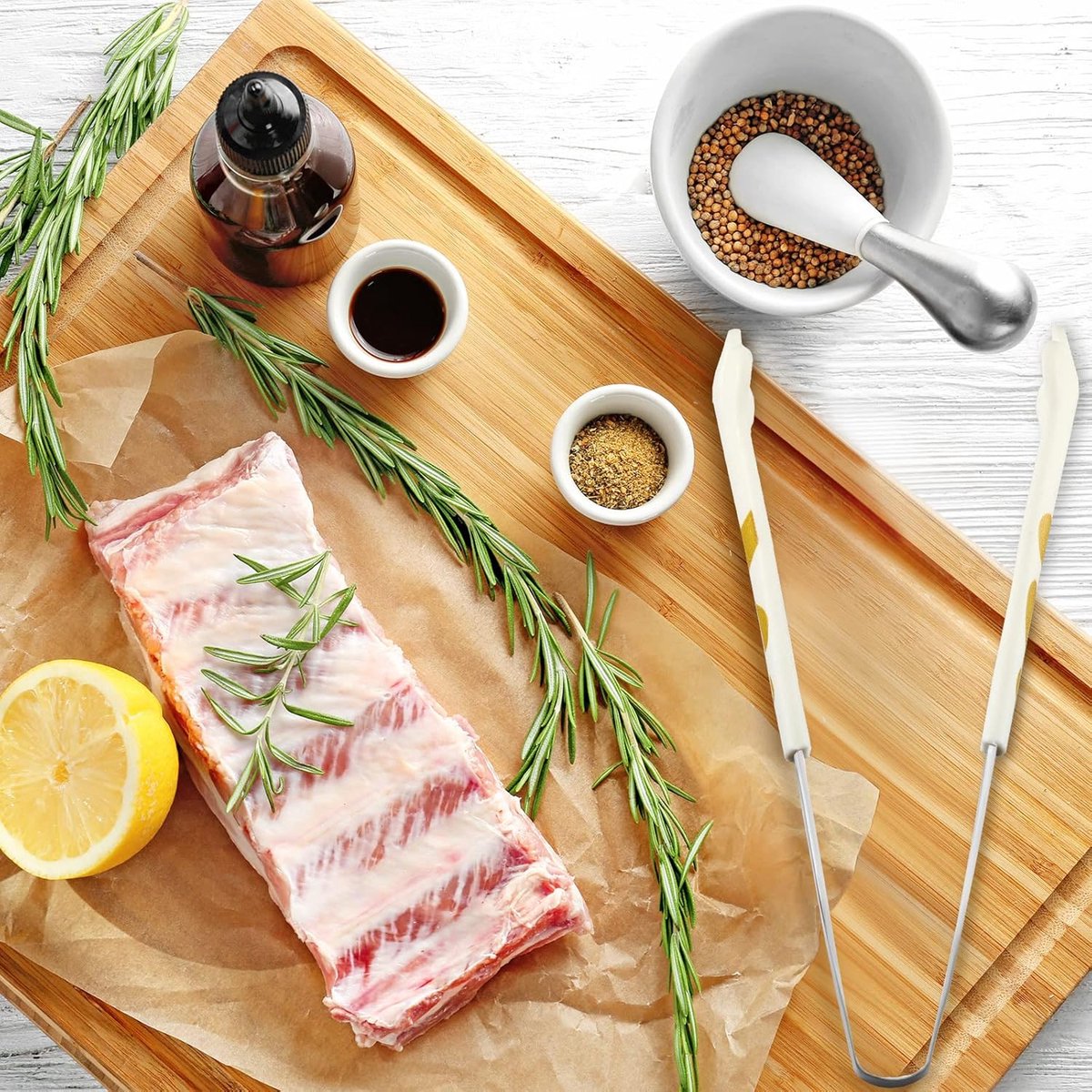 Stainless Steel Kitchen Tongs - Cute Kitchen Tongs for Food - Cute Kitchen Accessories - For Toasting Toast, Bagels, Grilling, etc. - Available in 3 Sizes (Yellow, Pink, White)