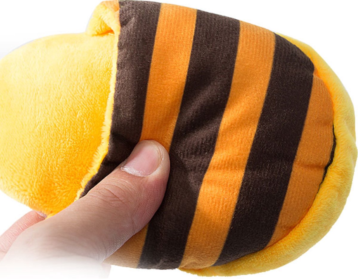 Dog Toys - Dog Cuddly Toy - Slipper Shape - Interactive - Dog Toy - Yellow-Brown Stripes
