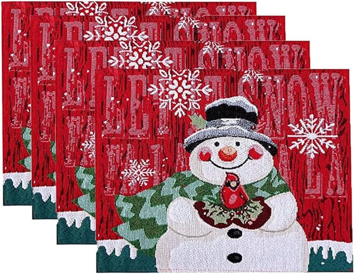 Placemats - Set of 4 - Christmas placemats - Christmas placemats - Home Decoration - heat-resistant and waterproof - suitable for Christmas parties and table decorations (25*35cm)