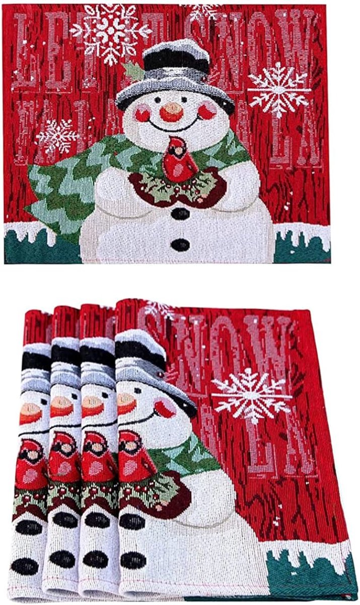 Placemats - Set of 4 - Christmas placemats - Christmas placemats - Home Decoration - heat-resistant and waterproof - suitable for Christmas parties and table decorations (25*35cm)