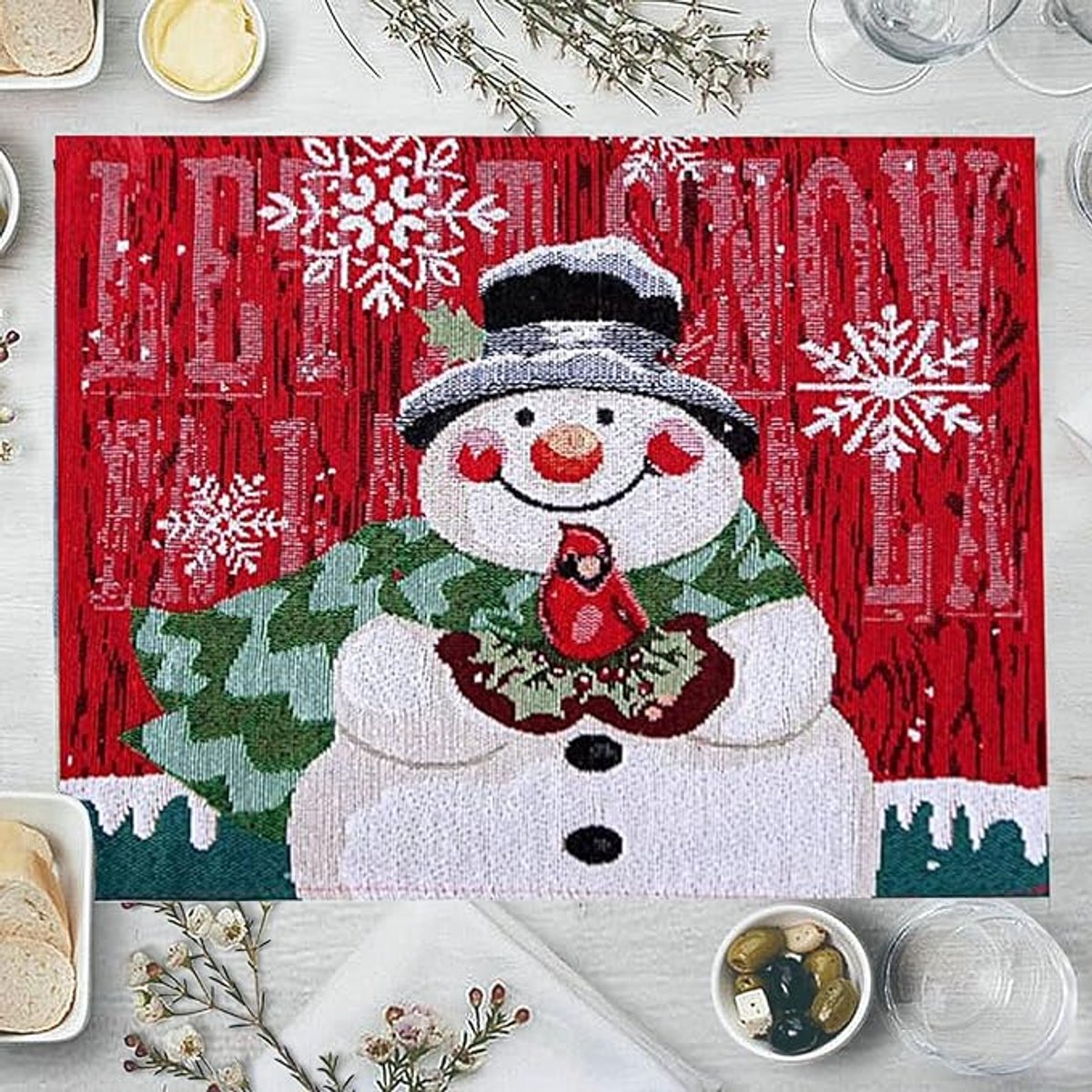 Placemats - Set of 4 - Christmas placemats - Christmas placemats - Home Decoration - heat-resistant and waterproof - suitable for Christmas parties and table decorations (25*35cm)