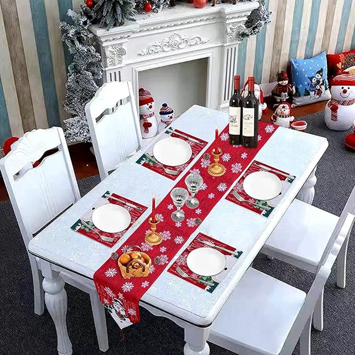 Placemats - Set of 4 - Christmas placemats - Christmas placemats - Home Decoration - heat-resistant and waterproof - suitable for Christmas parties and table decorations (25*35cm)