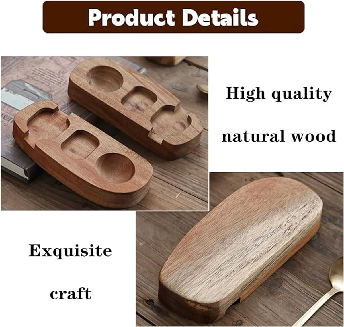 1 set - Wooden egg holder - with spoon - Stylish tray - Sturdy design - Suitable for breakfast, brunch, picnic and everyday use