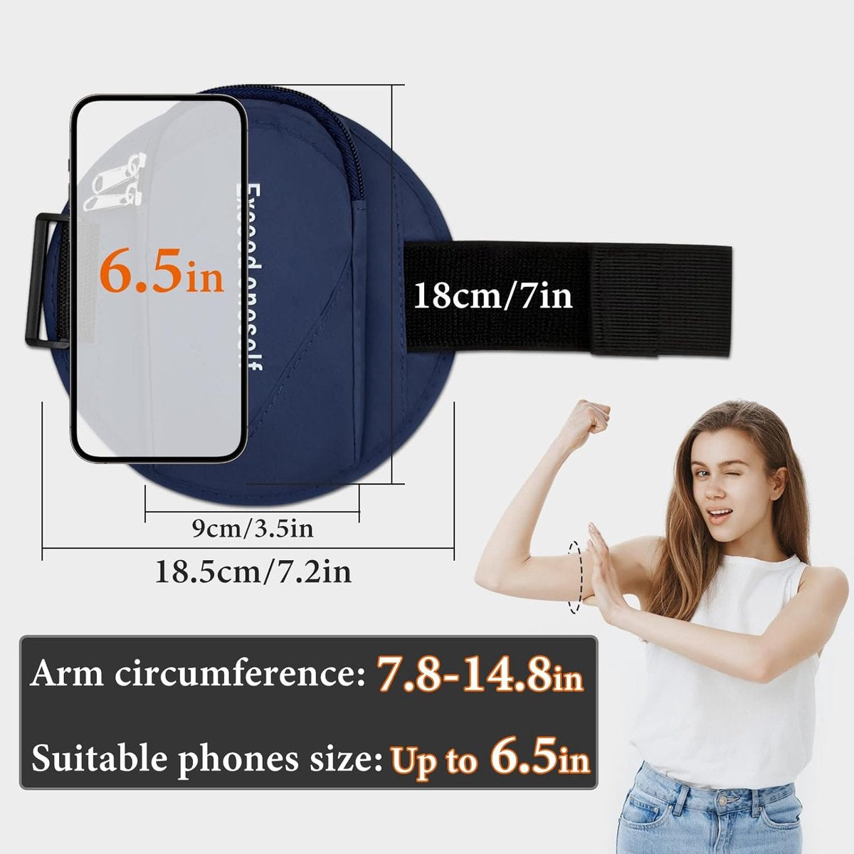 Sports Bag - Running Armband - Phone Holder for Running - Reflective Sports Accessories - With Adjustable Shoulder Strap - Suitable for Running, Camping and Hiking (Blue)