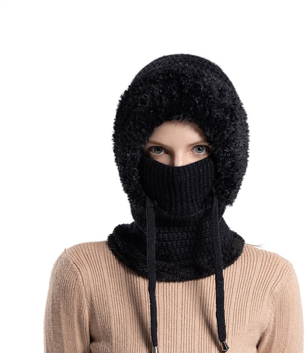 3-in-1 Insulated Hat, Scarf & Face Mask - Ski Face Mask - Warm Knitted Windproof Headband/Scarf for Fall/Winter - Suitable for Skiing, Hiking and Other Outdoor Sports - Black