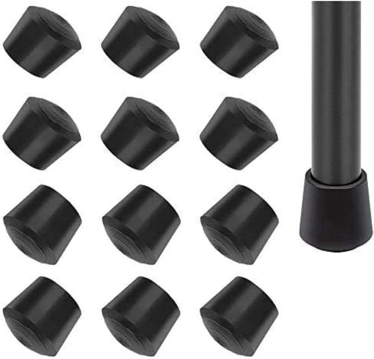 Chair Leg Covers - 12-Piece Rubber Chair Leg Covers - Chair Covers - 1 Inch Chair Leg Covers - Black
