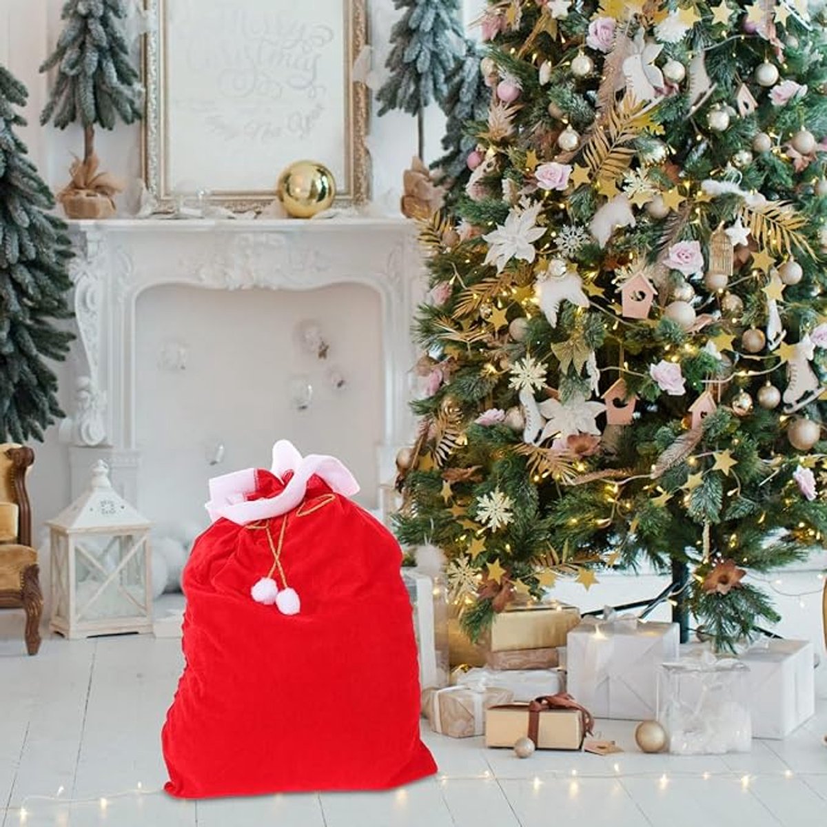 Gift Bags - Santa Claus Gift Bags - Extra Large Gift Bags - Red Christmas Wrapping Bags - For storing holiday gifts, sweets and surprises