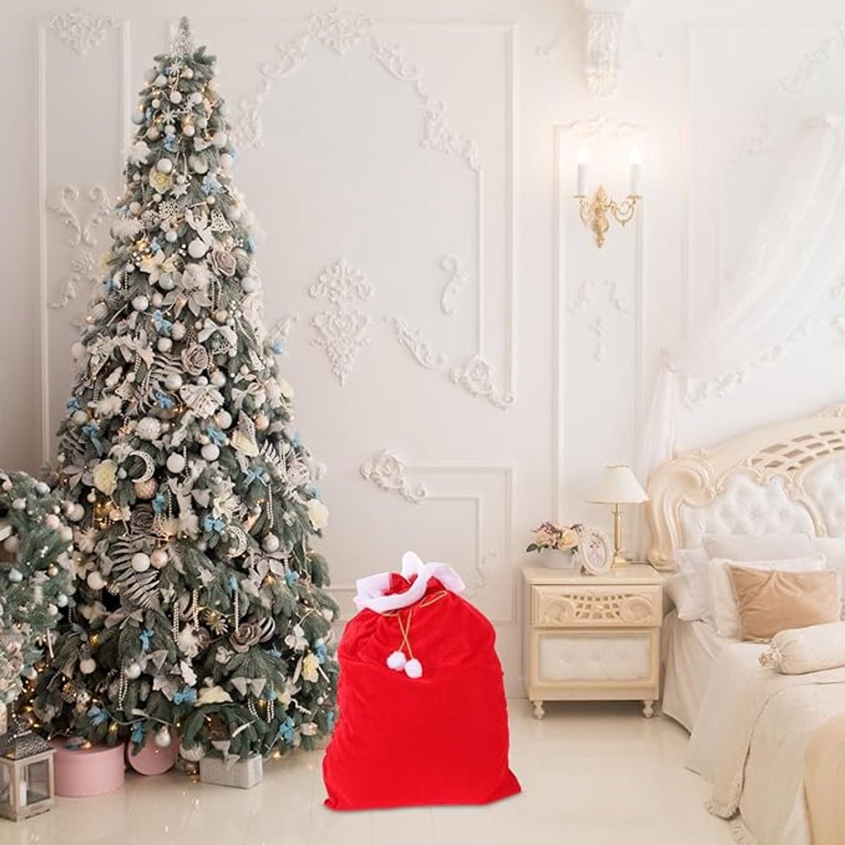 Gift Bags - Santa Claus Gift Bags - Extra Large Gift Bags - Red Christmas Wrapping Bags - For storing holiday gifts, sweets and surprises