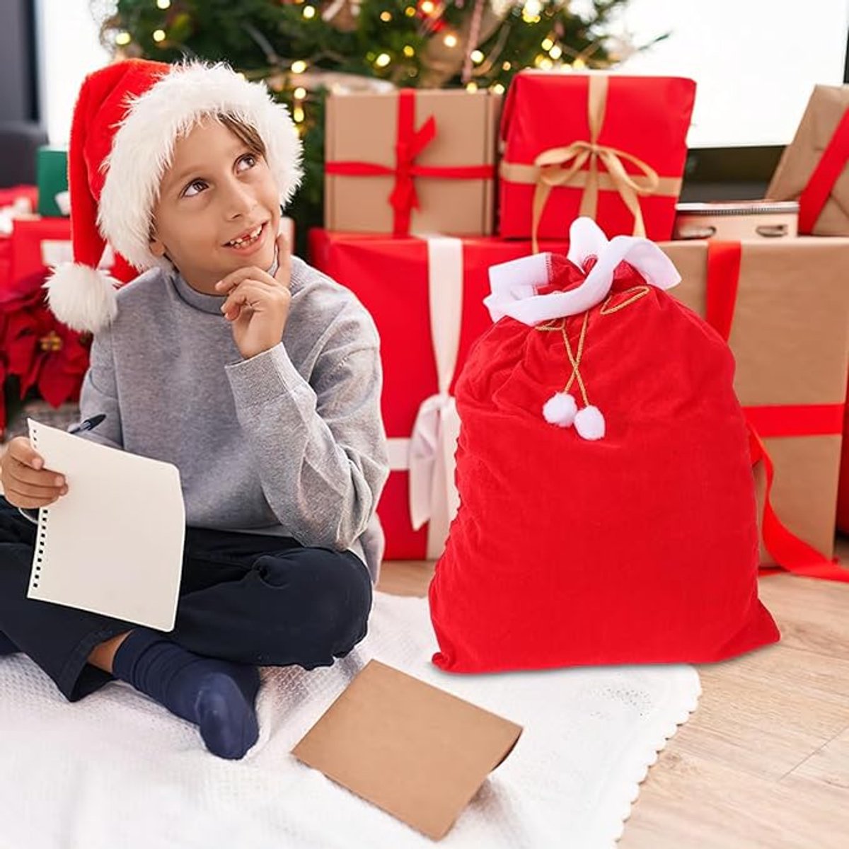 Gift Bags - Santa Claus Gift Bags - Extra Large Gift Bags - Red Christmas Wrapping Bags - For storing holiday gifts, sweets and surprises