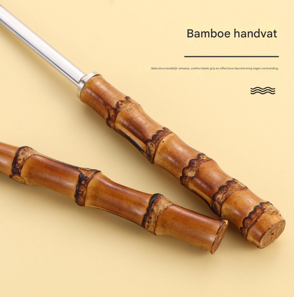 Spoons - 2-Piece Set - Stainless Steel Soup Spoon with Bamboo Handle - Long Handle Soup Spoon - Soup Spoon - Strainer - Strainer Set - Durable and Comfortable Kitchen Utensils