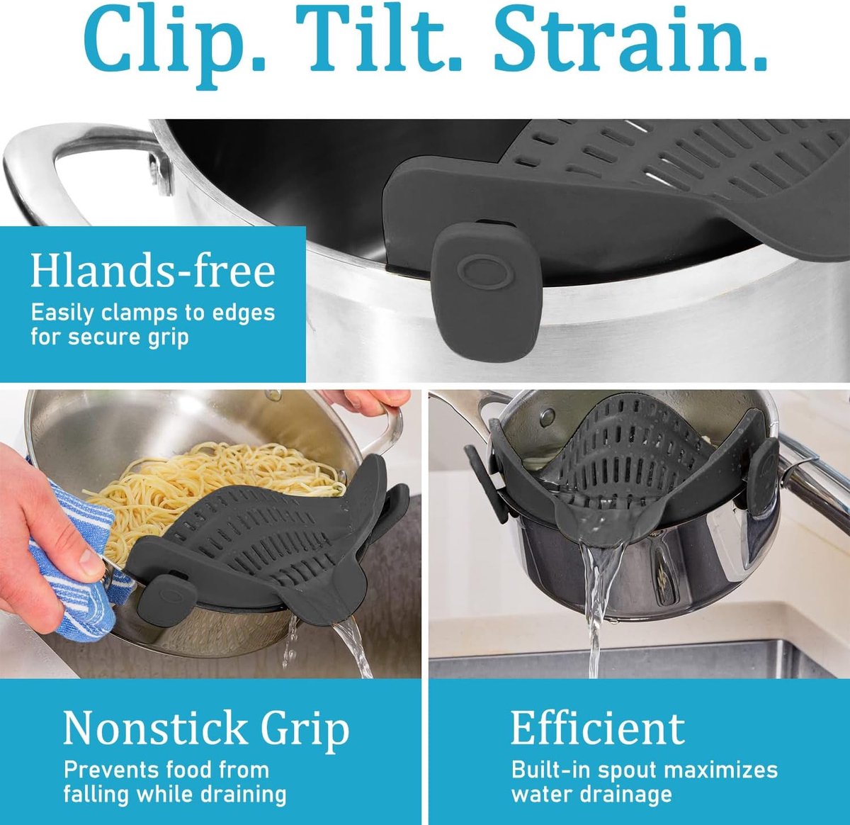 Water Filter - Cookware Filter - Pasta Drainer - Suitable for all cookware - Perfect for draining pasta, vegetables and fruit