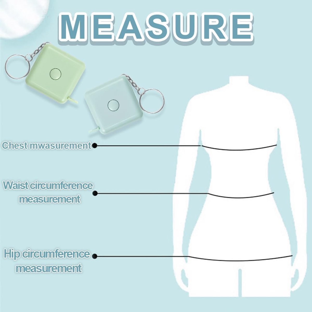 Tape Measure - Extendable Tape Measure - Small Tape Measure - 1.5 m Extendable Tape Measure for Sewing and Crafts, Body Measurements, Weaving Fabrics - Set of 3 (Blue, Pink, Green)