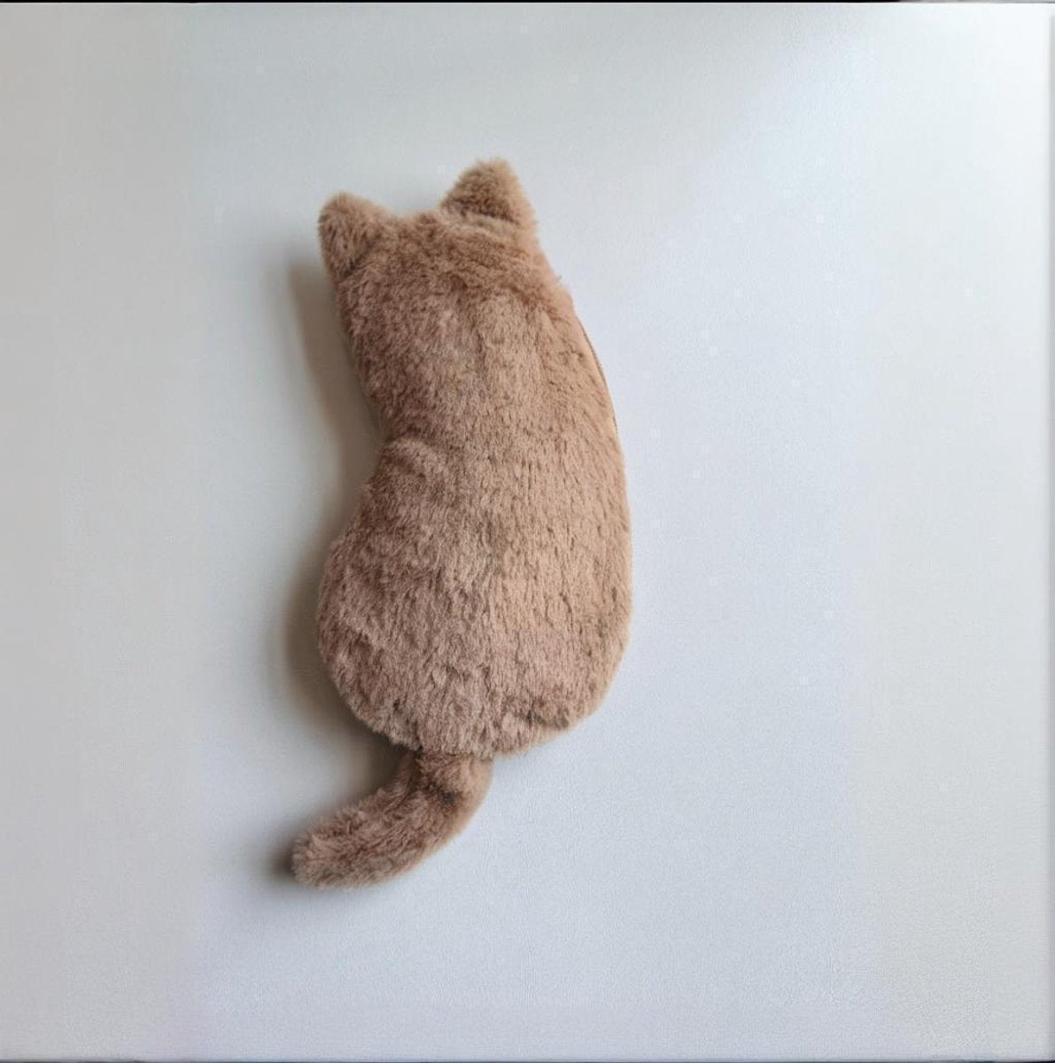 Student Storage Box - Pencil Case - Makeup Bag - Cute Cat Shaped Storage Bag - Creative Cat Shaped Storage Bag - Lightweight and Portable - Suitable for School, Office and Travel（Khaki）