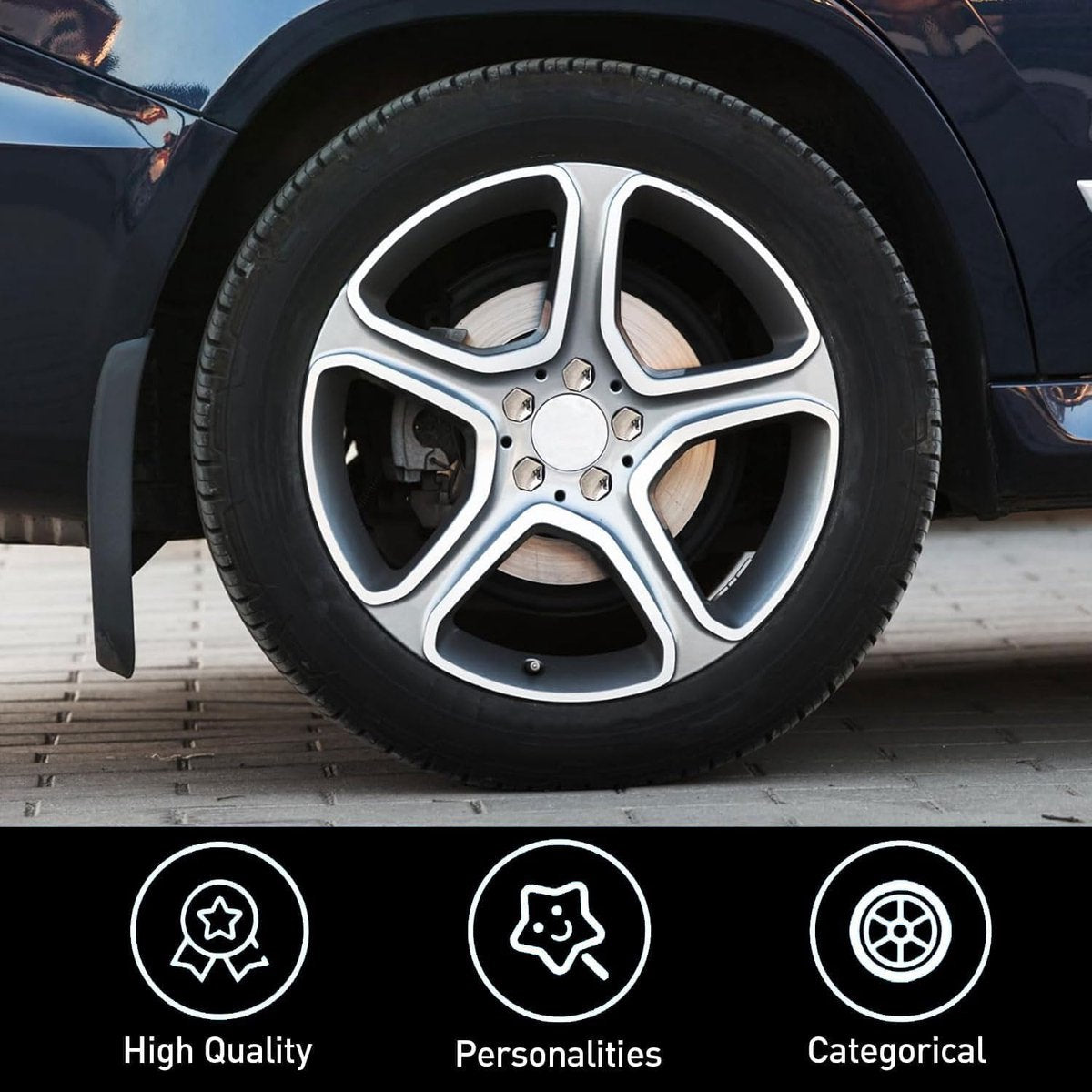 Universal wheel bolt covers (20 pieces) - 17 mm wheel bolt cover - wheel bolt cover - hexagon nut protector - with puller - suitable for all car brands (silver)