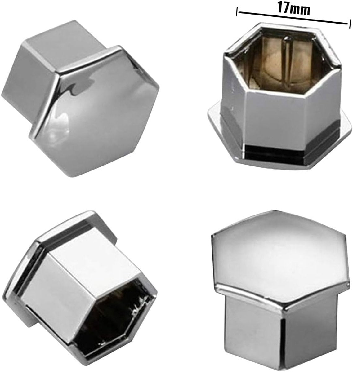 Universal wheel bolt covers (20 pieces) - 17 mm wheel bolt cover - wheel bolt cover - hexagon nut protector - with puller - suitable for all car brands (silver)