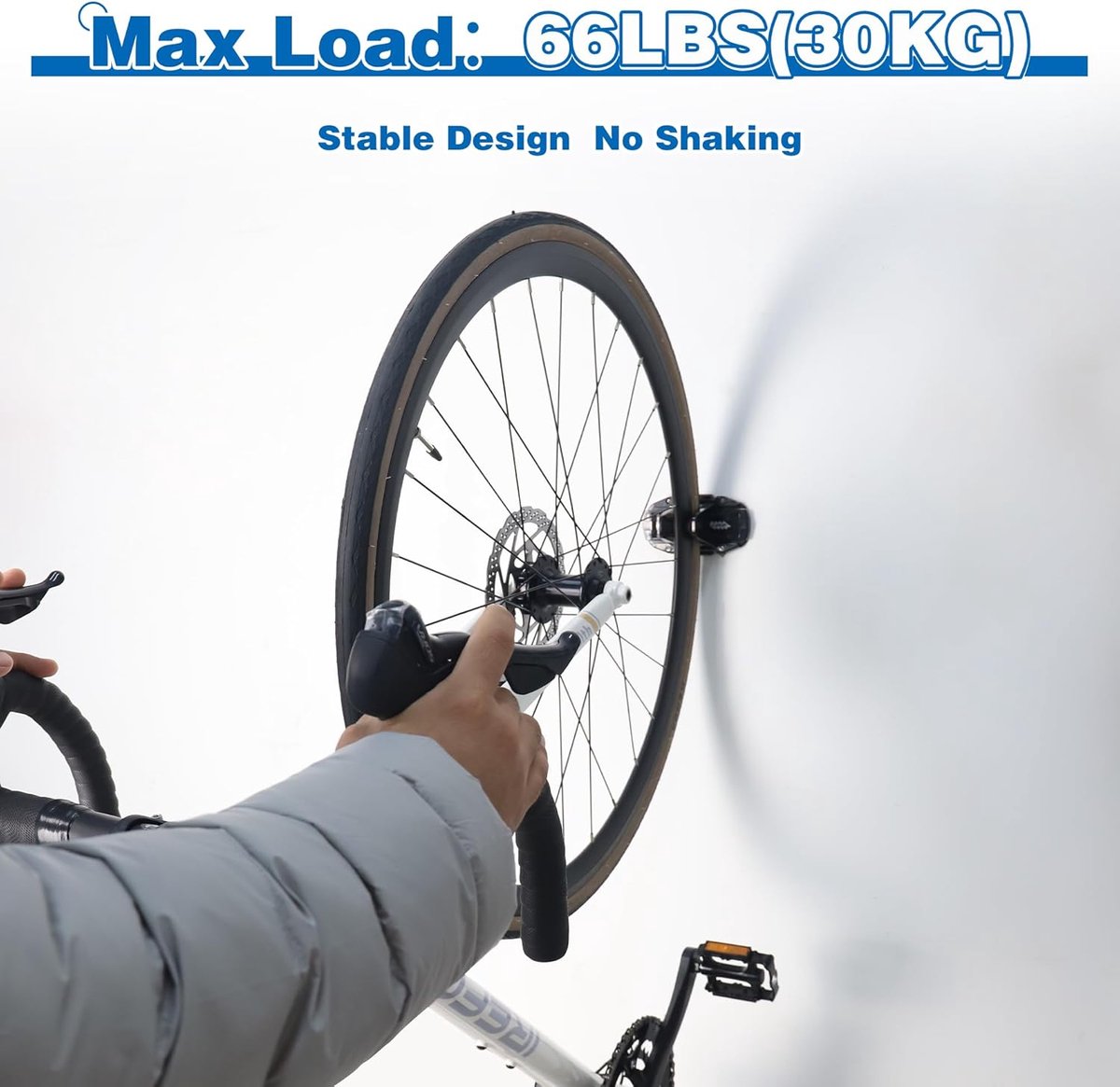 Bicycle Wall Mount - Up to 60 kg Load Capacity - For Tires 27-83 mm - Space-Saving Suspension for Garage & Home