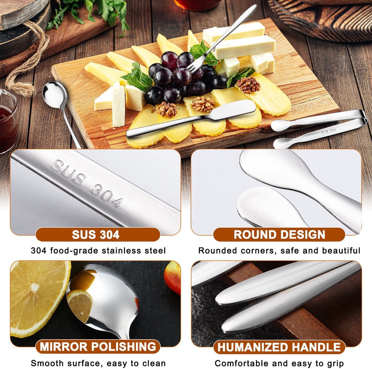 cutlery set - 14-piece set - cheese knife | pastry forks| oval coffee spoons | kitchen tongs & serving tongs