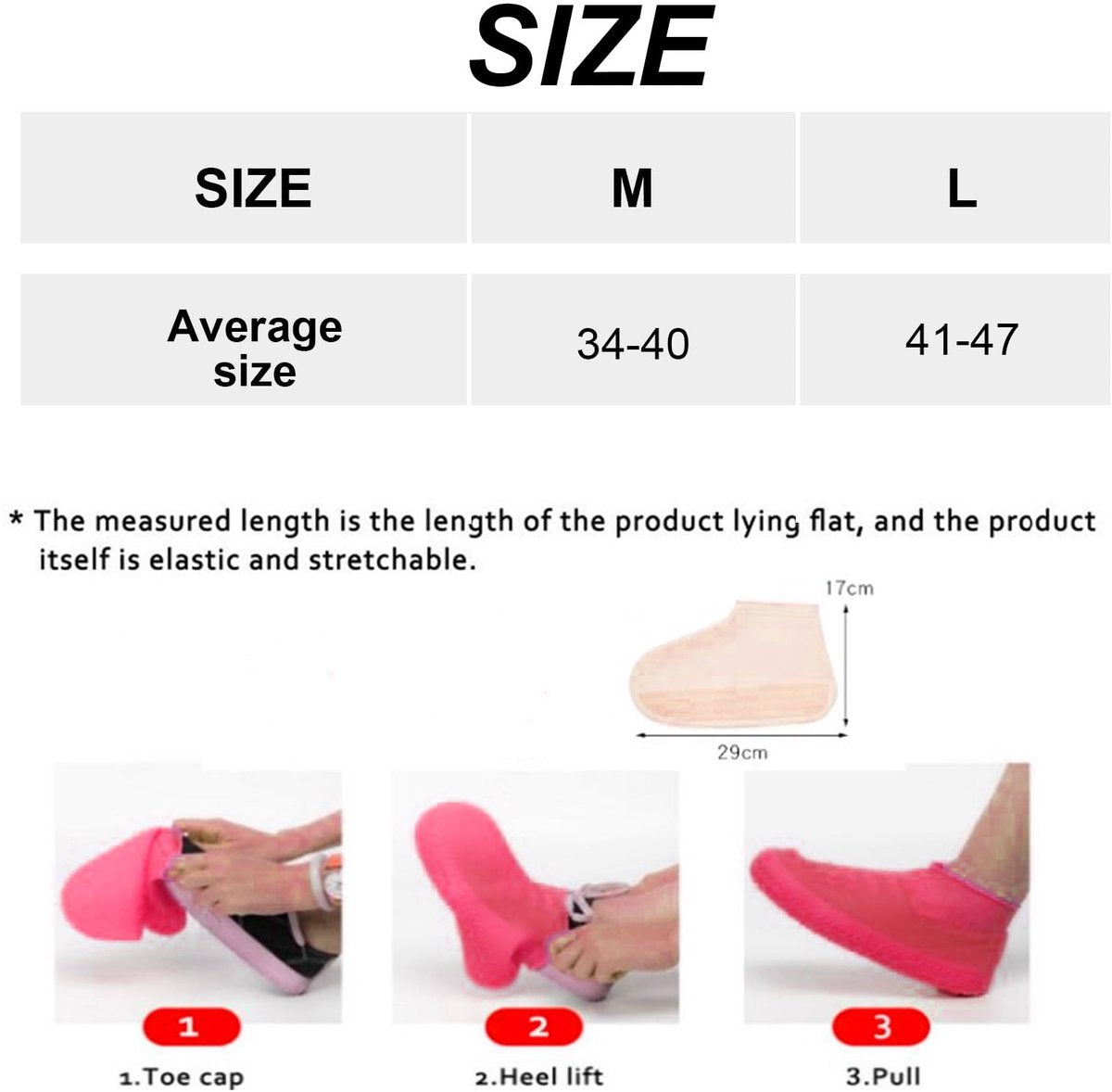 Overshoes - 1 Pair - Waterproof Silicone Overshoes - Reusable, Non-slip, Suitable for Outdoor Activities (Pink - Size M)