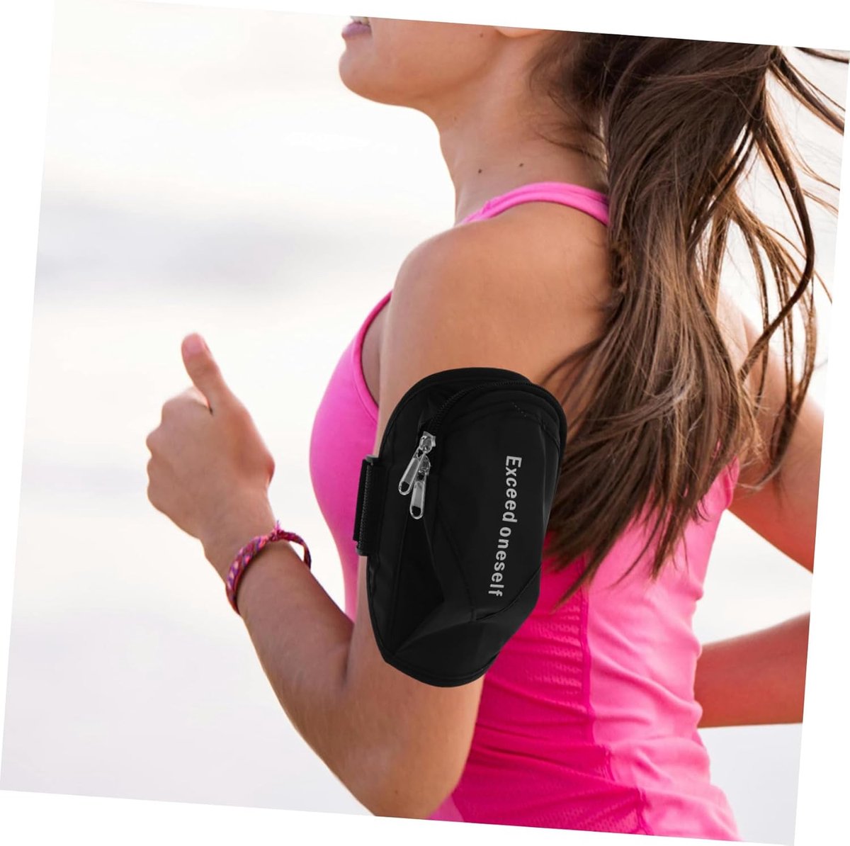 Sports Bag - Running Armband - Phone Holder for Running - Reflective Sports Accessories - With Adjustable Shoulder Strap - Suitable for Running, Camping and Hiking (Black)