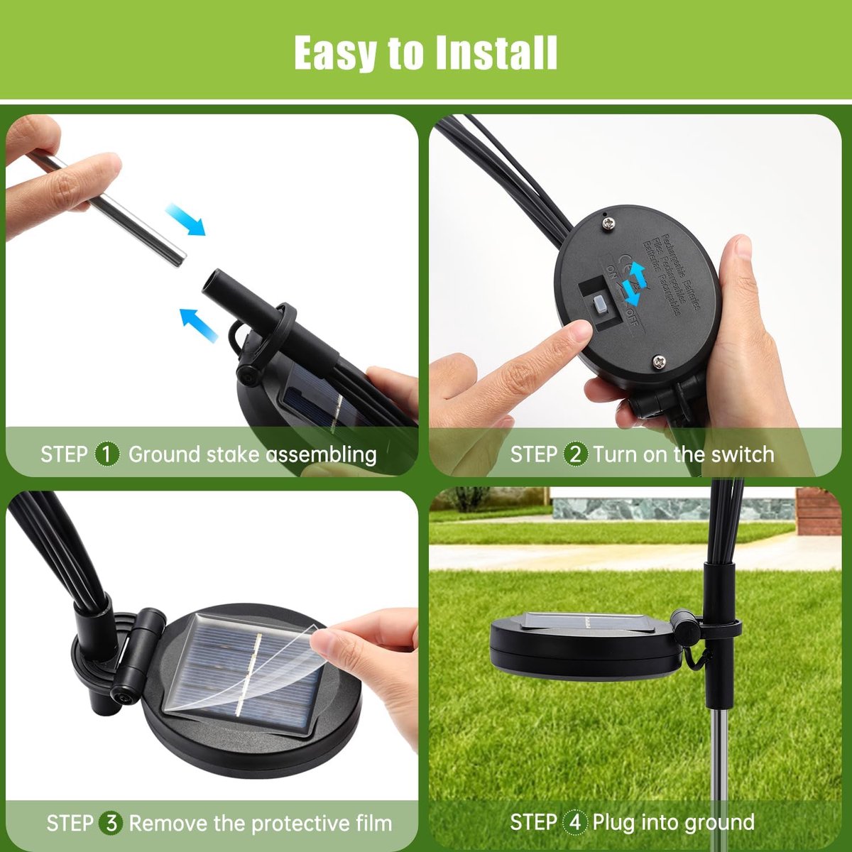 Outdoor Lighting - Solar Garden Lighting - Mood Lamp - LED Solar Garden Lamp - Firefly Shaped - 6 Pots x 2 - Waterproof for Outdoor Use - Suitable for Decorating Patio Paths - White Light