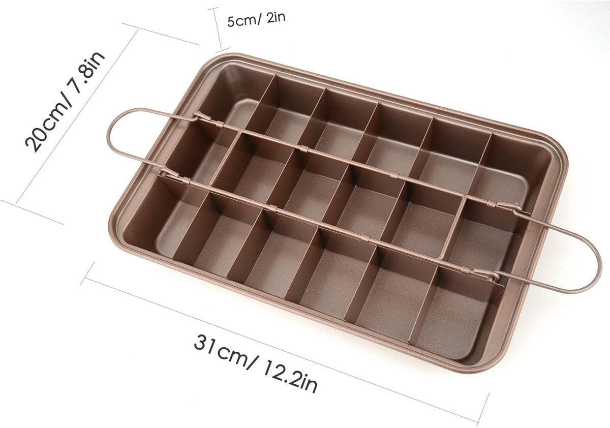 Baking Pan - Cake Pan - Bread Baking Pan - Baking Tray - With Cutting Aid Function - With Non-Slip Handle - Suitable for making cakes, chocolate, pastries, pies, cookies, etc. - 30 x 20 x 5 cm