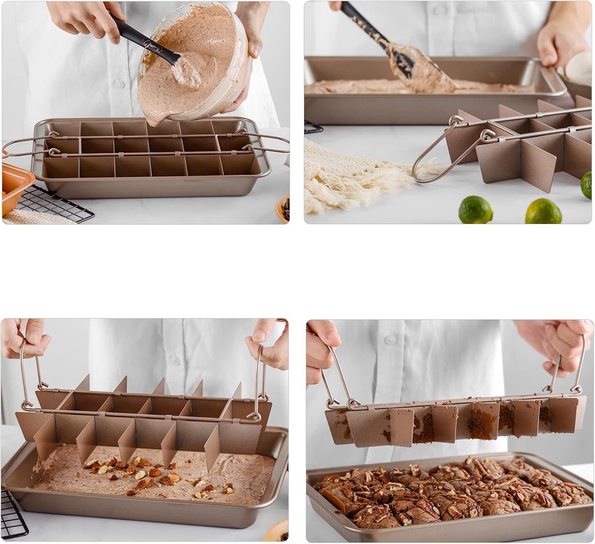 Baking Pan - Cake Pan - Bread Baking Pan - Baking Tray - With Cutting Aid Function - With Non-Slip Handle - Suitable for making cakes, chocolate, pastries, pies, cookies, etc. - 30 x 20 x 5 cm