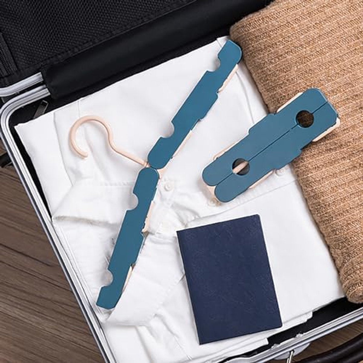 Folding Clothes Rack (Two-Piece Pack) - Hanging Clothes Rack - Portable Folding Hanger with Hook - Ideal for Travel, Campers, Travelers and Small Spaces - Dark Green