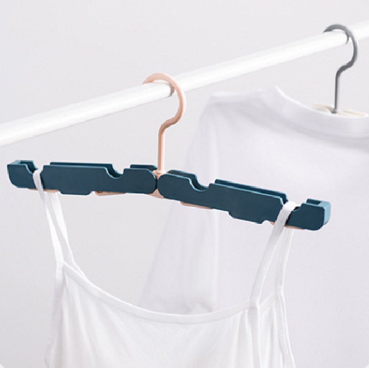 Folding Clothes Rack (Two-Piece Pack) - Hanging Clothes Rack - Portable Folding Hanger with Hook - Ideal for Travel, Campers, Travelers and Small Spaces - Dark Green