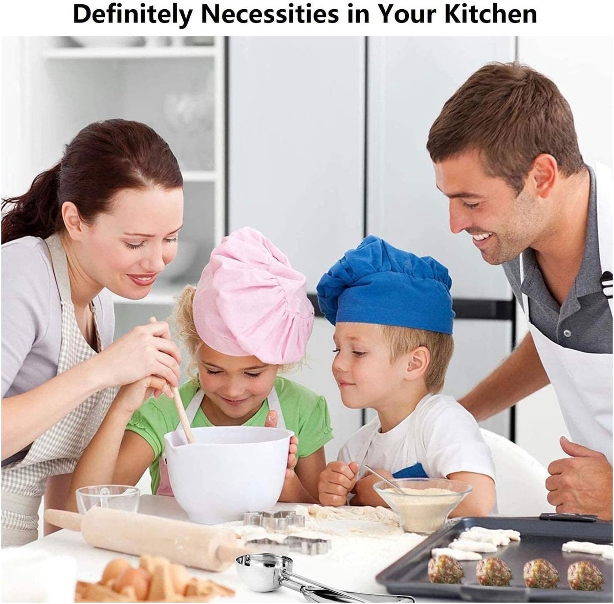 Three-Piece Ice Cream Scoop Set - Cookie Scoop Set - Stainless Steel Ice Cream Scoop with Trigger Mechanism - Large/Medium/Small Cookie Scoops - Baking Cookie Scoop Set