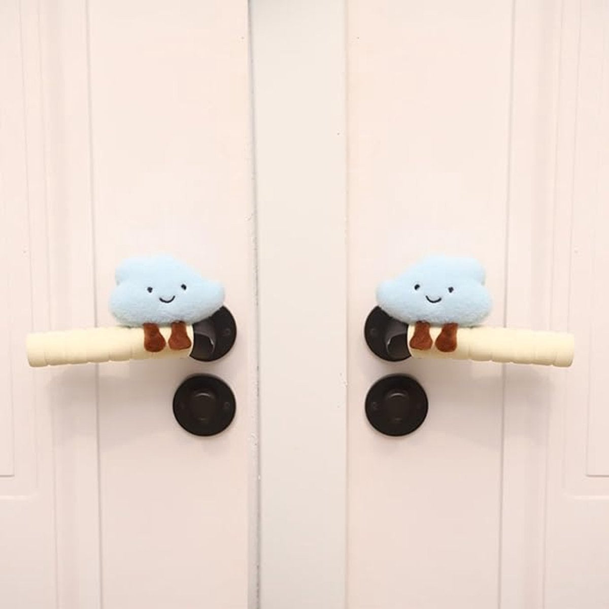 Protective Cover - Set of Two - Cute Cloud-Shaped Door Handle Gloves - Decorative Door Handle Protector Cover - Door Accessories (Blue)