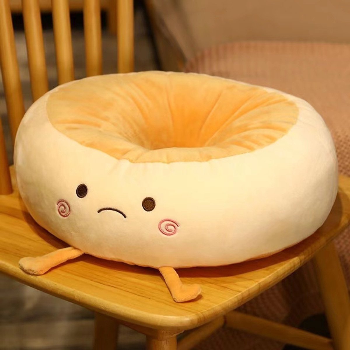 Round Seat Cushion - Round Chair Cushion - Donut Seat Cushion - Cute and Soft Decorative Cushion - Cartoon Design - Suitable Chairs for Bedrooms, Schools and Offices - 38*38*14cm (Sad Style)