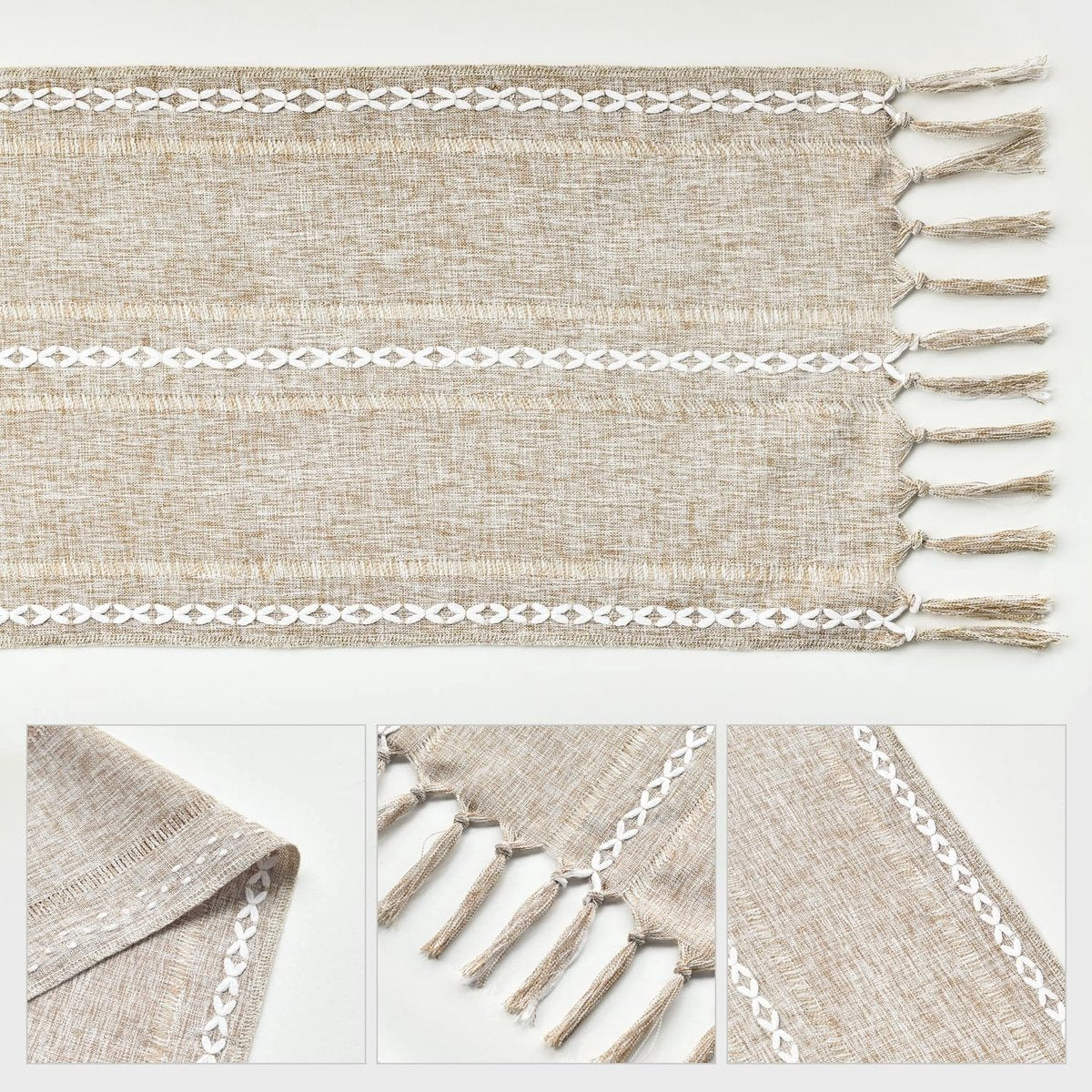 Table Runner - Christmas Table Runner - Fabric Table Runner - Cotton Table Runner - Washable Cotton Table Runner - Suitable for Family Table Decoration, Wedding Decoration, Party Decoration (33cm*220cm)